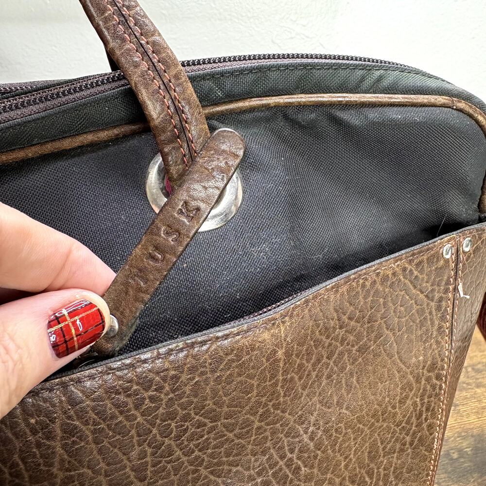 Tusk Computer Brief Messenger Bag Leather Padded Adjustable Strap FLAW READ - Picture 11 of 16